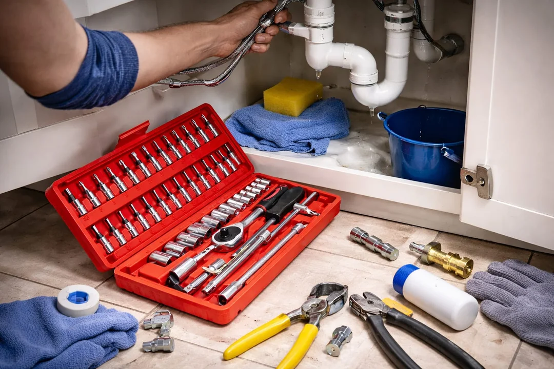 Heavy Duty Tool Box Kit with Multi-Purpose Hand Tools Set Portable Storage Case Steel Plastic DIY Repair Kit for Home Garage Mechanics Electricians India image 1