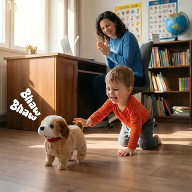 Meetul Enterprise Battery Operated Walking Jumping Puppy Toy for Kids with Back Flip Barking Action|  Multicolor Interactive Fun Pet Robot, Ideal Gift for Toddlers and Children thumbnail 3