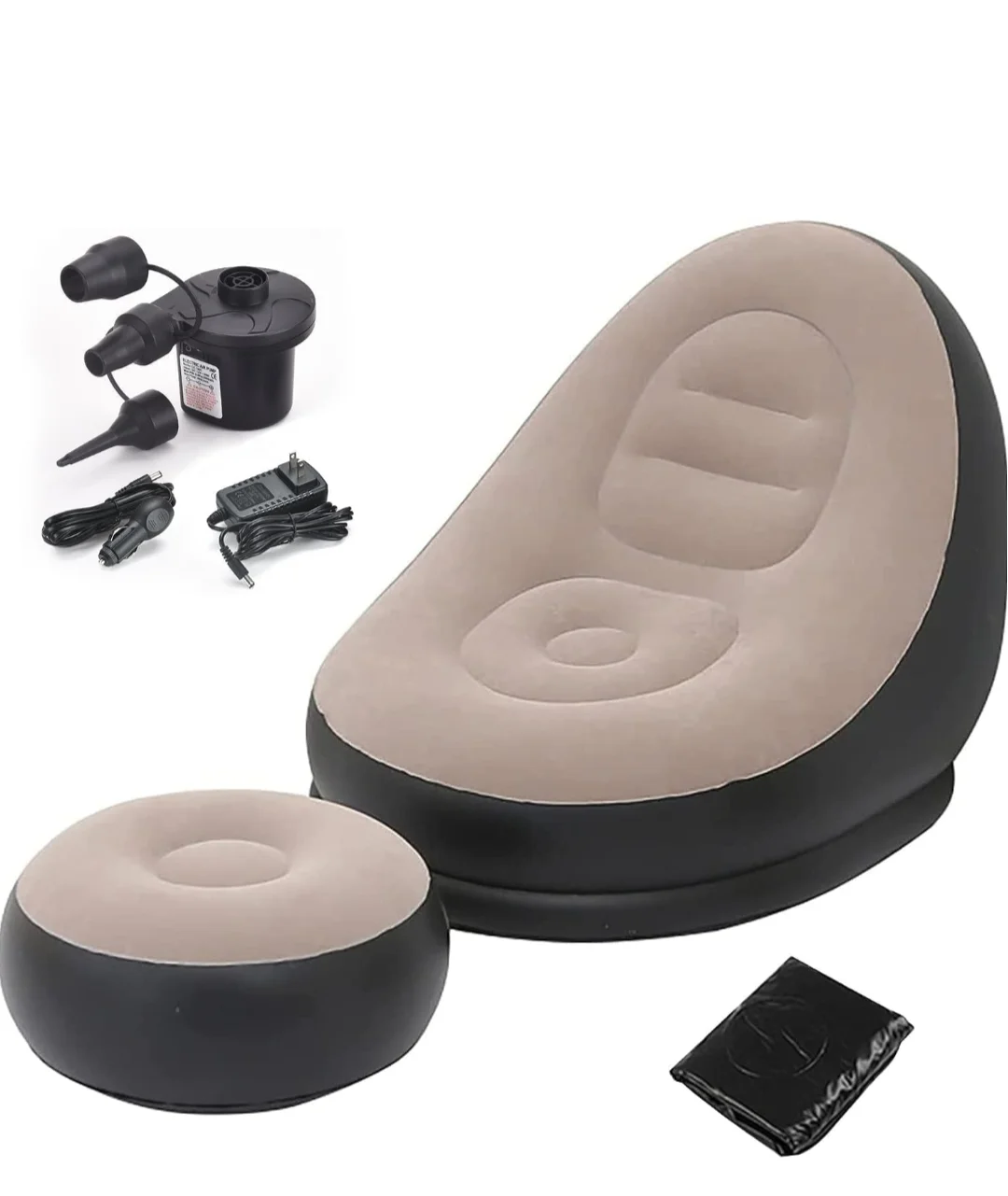 Inflatable Single Sofa Air Chair Portable Foldable Lounge Couch with Built-in Pump Waterproof PVC Relaxation Chair for Home Outdoor Travel Camping Guest Bed image 2