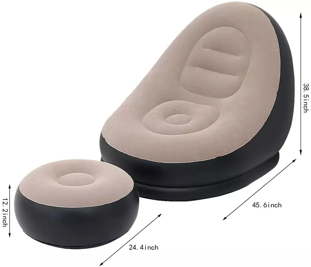 Inflatable Single Sofa Air Chair Portable Foldable Lounge Couch with Built-in Pump Waterproof PVC Relaxation Chair for Home Outdoor Travel Camping Guest Bed image 1