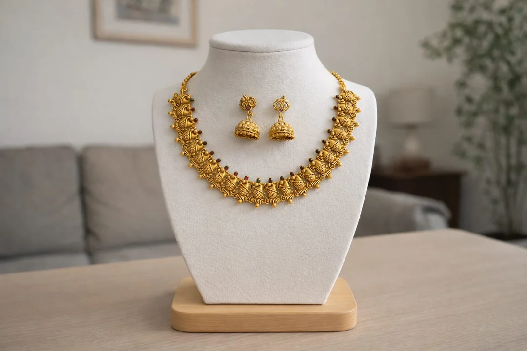 Designer Net Jewellery Set for Women Bridal Wedding Party Wear Necklace Earrings Set Gold Plated Kundan Pearl Choker Traditional Ethnic Indian Jewellery Gift Set image 1