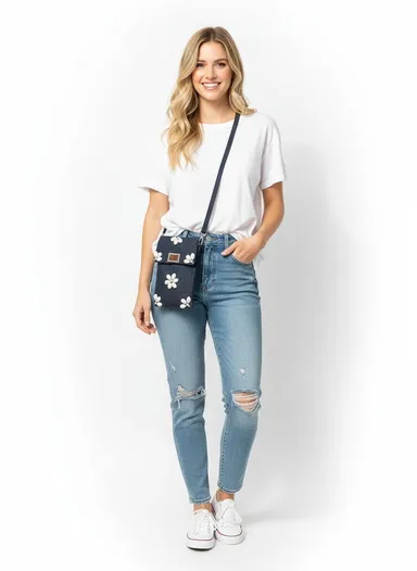 Cowdi Floral Printed Mobile Sling Bag for Women with Adjustable Strap Lightweight Cotton Crossbody Phone Pouch Travel Mini Purse Floral Design India thumbnail 1