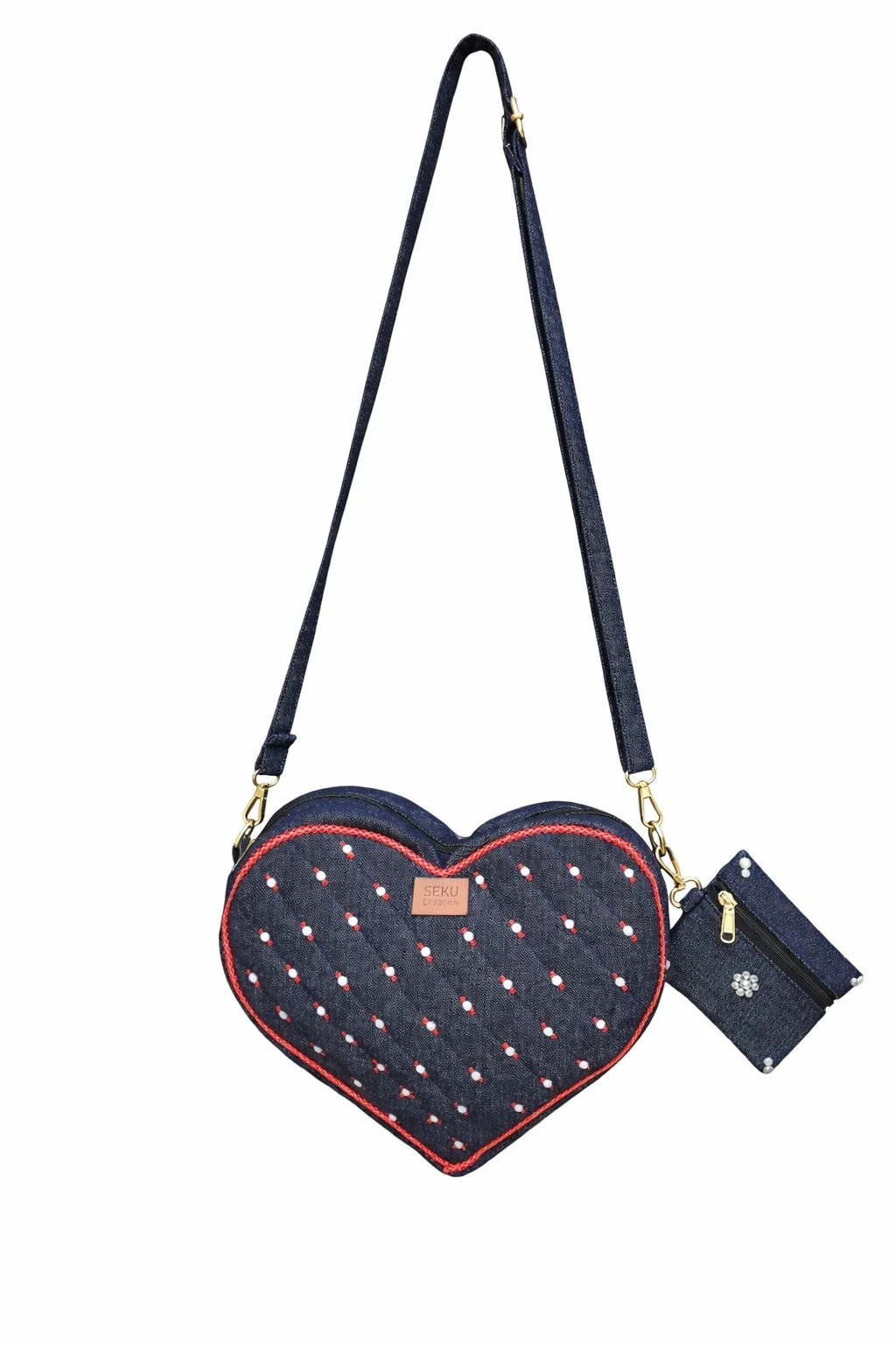 Heart Shaped Crossbody Sling Bag for Women Girls PU Leather Mini Shoulder Bag Cute Heart Purse Adjustable Strap Small Handbag Party Casual Travel Gift Red Pink Black image 1