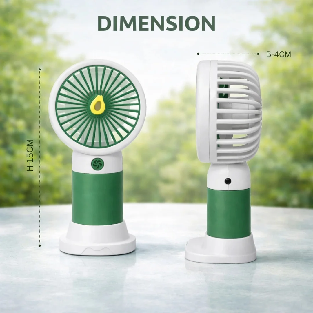 Meetul Enterprise USB Rechargeable Mini Handheld Fan with Detachable Base Portable Personal Cooling Fan Green White Travel Desk Mini USB Fan image 2