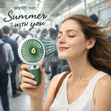 Meetul Enterprise USB Rechargeable Mini Handheld Fan with Detachable Base Portable Personal Cooling Fan Green White Travel Desk Mini USB Fan thumbnail 4