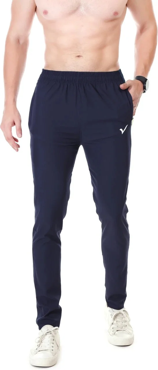 Linesports Men Solid Dark Blue Track Pants Comfortable Cotton Blend Sports Joggers Gym Wear Casual Running Lower Breathable Elastic Waist Activewear Dark Blue 36 image 2