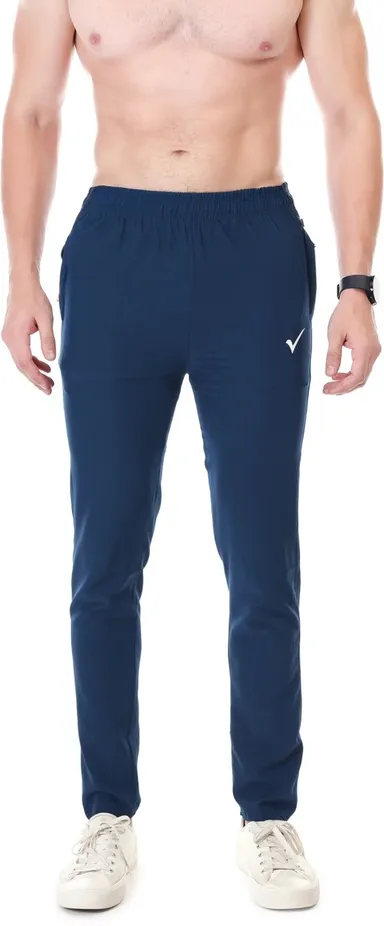 Linesports Men Solid Dark Blue Track Pants Comfortable Cotton Blend Sports Joggers Gym Wear Casual Running Lower Breathable Elastic Waist Activewear Blue 30 thumbnail 1