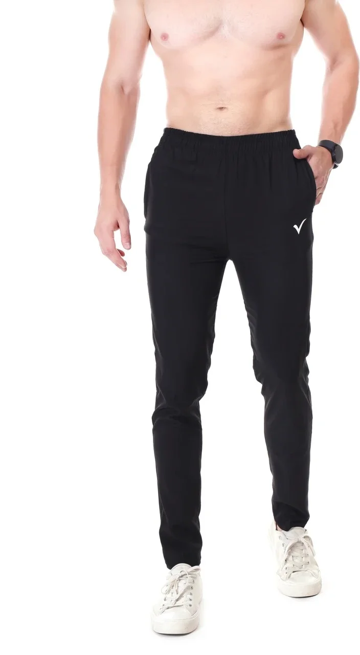 Linesports Men Solid Dark Blue Track Pants Comfortable Cotton Blend Sports Joggers Gym Wear Casual Running Lower Breathable Elastic Waist Activewear Black   30 image 2