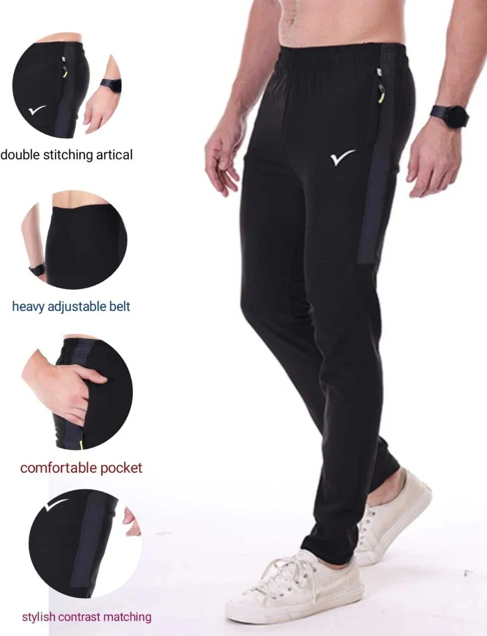 Linesports Men Solid Dark Blue Track Pants Comfortable Cotton Blend Sports Joggers Gym Wear Casual Running Lower Breathable Elastic Waist Activewear Grey 36 image 1