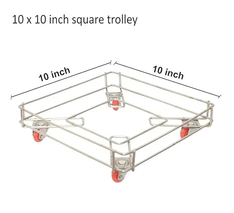 High Grade Stainless Steel Oil Container Moving Trolley Stand Heavy Duty Multipurpose Oil Can Dolly with Wheels Rust Resistant Storage Rack for Kitchen Commercial Use Gas Cylinder Drum Support Stand image 3