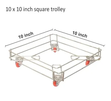High Grade Stainless Steel Oil Container Moving Trolley Stand Heavy Duty Multipurpose Oil Can Dolly with Wheels Rust Resistant Storage Rack for Kitchen Commercial Use Gas Cylinder Drum Support Stand thumbnail 2