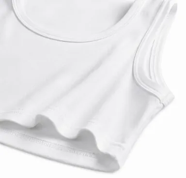 Women Ribbed Crop Tank Top Slim Fit Stretch Sleeveless Cotton Blend Casual Summer Vest Top Solid Colour Everyday Wear Gym Yoga Crop Camisole India thumbnail 2
