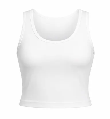 Women Ribbed Crop Tank Top Slim Fit Stretch Sleeveless Cotton Blend Casual Summer Vest Top Solid Colour Everyday Wear Gym Yoga Crop Camisole India thumbnail 0