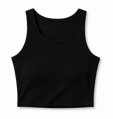 Women Solid Ribbed Crop Tank Top Stretch Slim Fit Sleeveless Cotton Blend Casual Summer Wear Crop Camisole Top for Gym Yoga Lounge Everyday Fashion India  Black XXL thumbnail 2