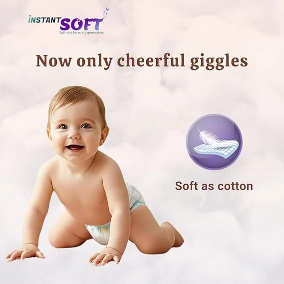 Instant Soft Premium Baby Diaper Pants XL Size for Infants 12 Hours Absorbency Anti Leak Guard Wetness Indicator Soft Breathable Disposable Diapers Rash Protection Overnight Dry Pants India White 4-6 image 3