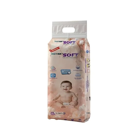Instant Soft Premium Baby Diaper Pants XL Size for Infants 12 Hours Absorbency Anti Leak Guard Wetness Indicator Soft Breathable Disposable Diapers Rash Protection Overnight Dry Pants India White 4-6 image 1