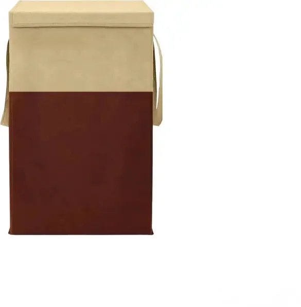 Av Enterprises 75L Foldable Canvas Laundry Basket Brown Beige Large Clothes Storage Hamper with Handles Durable Fabric Washing Bin Organizer for Home Bedroom Bathroom image 1