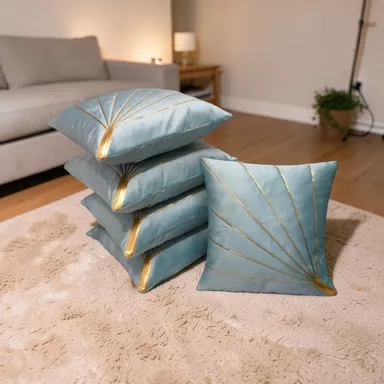Aqua Premium Velvet Cushion Covers Set of 7 Soft Touch Decorative Covers for Sofa and Pillow thumbnail 1