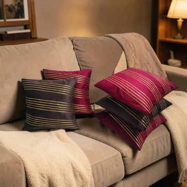 Premium Brown and Maroon Velvet Cushion Cover Set of 5 for Sofa and Living Room Decor | Luxury Soft Touch Designer Pillow Covers for Home Interior Styling, Modern Elegant Home Décor Collection thumbnail 1
