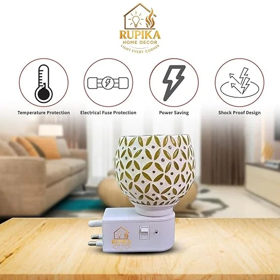 RUPIKA Multipurpose Electric Kapoor Dani Night Lamp Aroma Diffuser Incense Dhoop Burner for Home Temple Office Aromatherapy Meditation Wellness Relaxation image 3