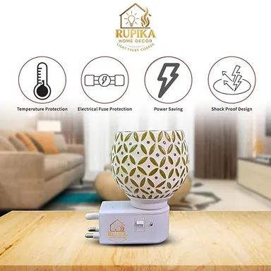 RUPIKA Multipurpose Electric Kapoor Dani Night Lamp Aroma Diffuser Incense Dhoop Burner for Home Temple Office Aromatherapy Meditation Wellness Relaxation thumbnail 2
