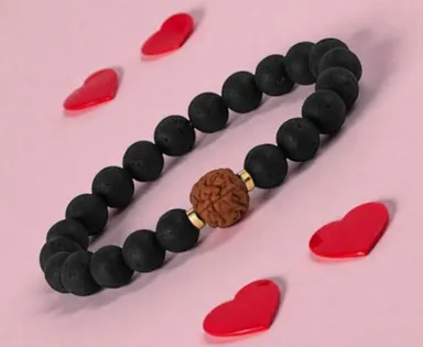 Natural Lava Stone Energy Bracelet for Men and Women Volcanic Stone Healing Crystal Beads Bracelet for Stress Relief Grounding Yoga Meditation Spiritual Healing Energy Balance Fashion Jewellery thumbnail 1