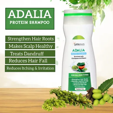 Adalia Herbal Anti Hair Fall Shampoo for Men and Women with Natural Ingredients Sulphate Free Paraben Free Hair Growth Strengthening Dandruff Control Shampoo 200ml 300ml thumbnail 1