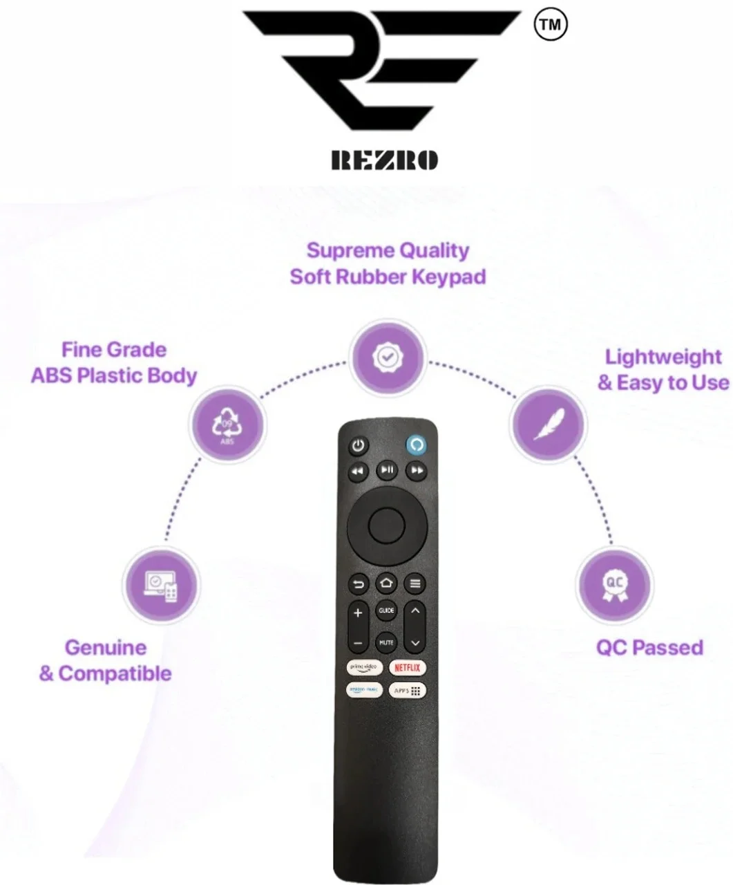 REZRO Original Voice Control Remote for Redmi Fire TV with Google Assistant, Smart TV Remote Controller Black, Bluetooth Voice Remote for Xiaomi Redmi Smart TVs with Hotkeys, Replacement Remote for Fire OS TVs India image 2