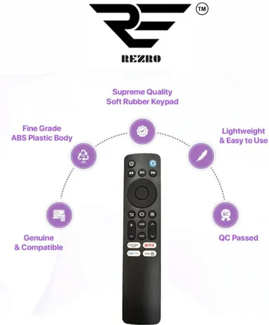 REZRO Original Voice Control Remote for Redmi Fire TV with Google Assistant, Smart TV Remote Controller Black, Bluetooth Voice Remote for Xiaomi Redmi Smart TVs with Hotkeys, Replacement Remote for Fire OS TVs India thumbnail 1