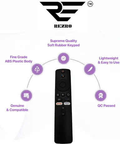 REZRO Compatible Xiaomi Mi Redmi Smart TV Voice Remote Control Bluetooth Android LED 4K UHD Replacement Remote with Google Assistant Netflix Prime Keys Black thumbnail 1