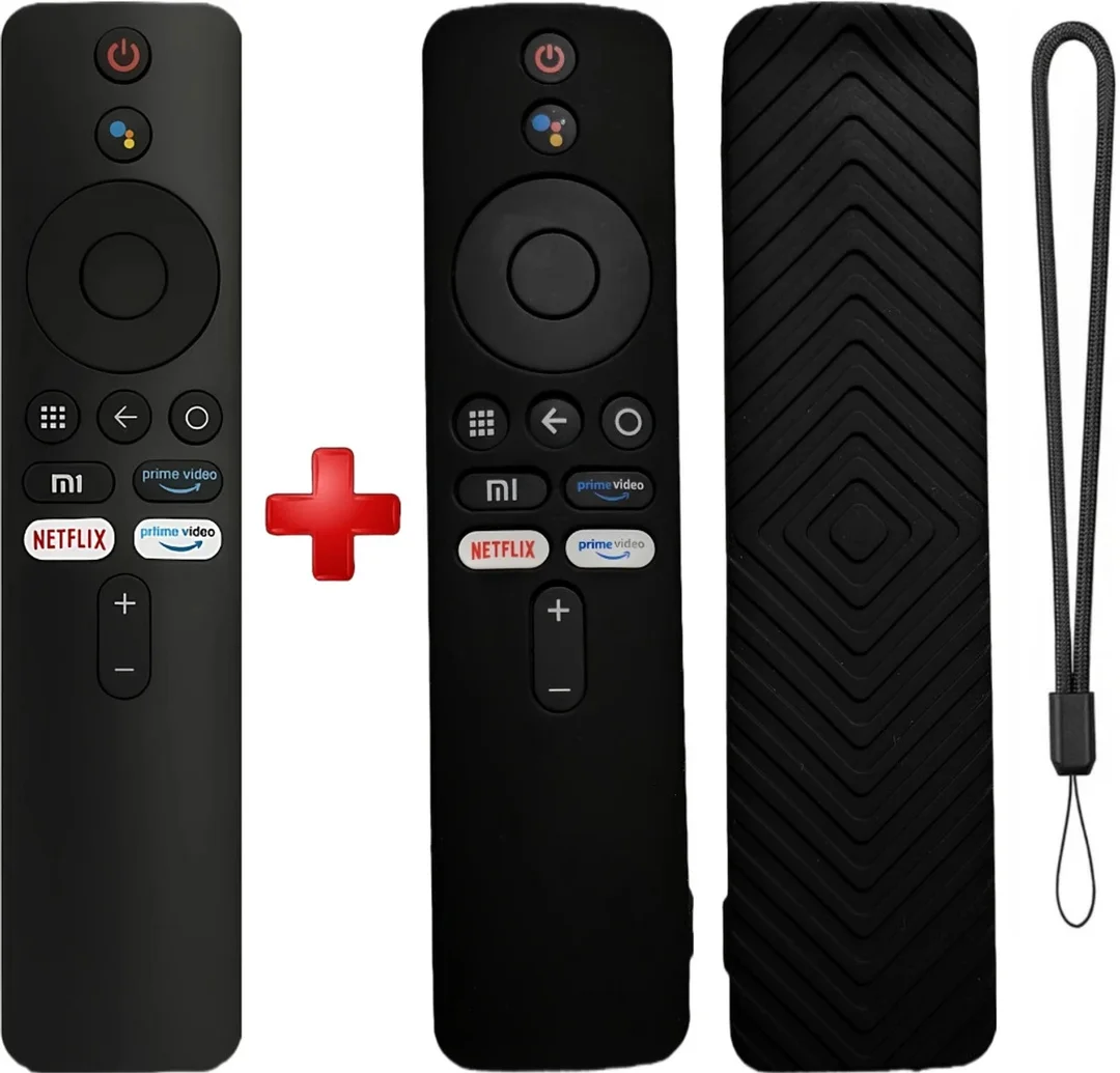 REZRO Compatible Xiaomi Voice Remote Control with Silicone Cover Black for Mi Smart TV Redmi Android TV Bluetooth Voice Remote Replacement with Google Assistant Durable Shockproof Case image 1
