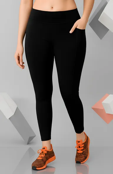 WUGO Premium Gym Wear for Women Stretchable Comfortable Yoga Pants Breathable Sports Leggings Girls Workout Fitness Running Activewear Black XXL thumbnail 0