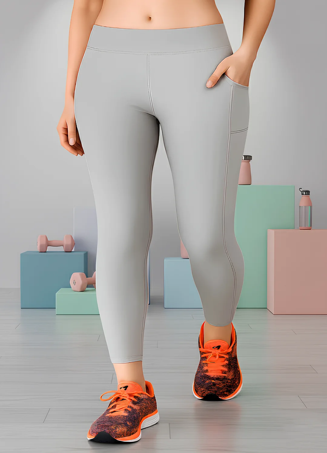 WUGO Premium Gym Wear for Women Stretchable Comfortable Yoga Pants Breathable Sports Leggings Girls Workout Fitness Running Activewear Grey S image 3