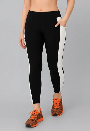 WUGO Women Stylish Activewear Leggings Soft Stretch High Waist Yoga Pants for Gym Fitness Pilates Running Daily Workout Breathable Sculpting Comfort Wear Black & White S thumbnail 4