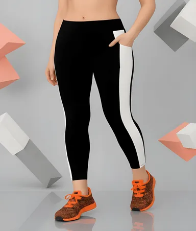 WUGO Women Stylish Activewear Leggings Soft Stretch High Waist Yoga Pants for Gym Fitness Pilates Running Daily Workout Breathable Sculpting Comfort Wear  Black & White S thumbnail 2