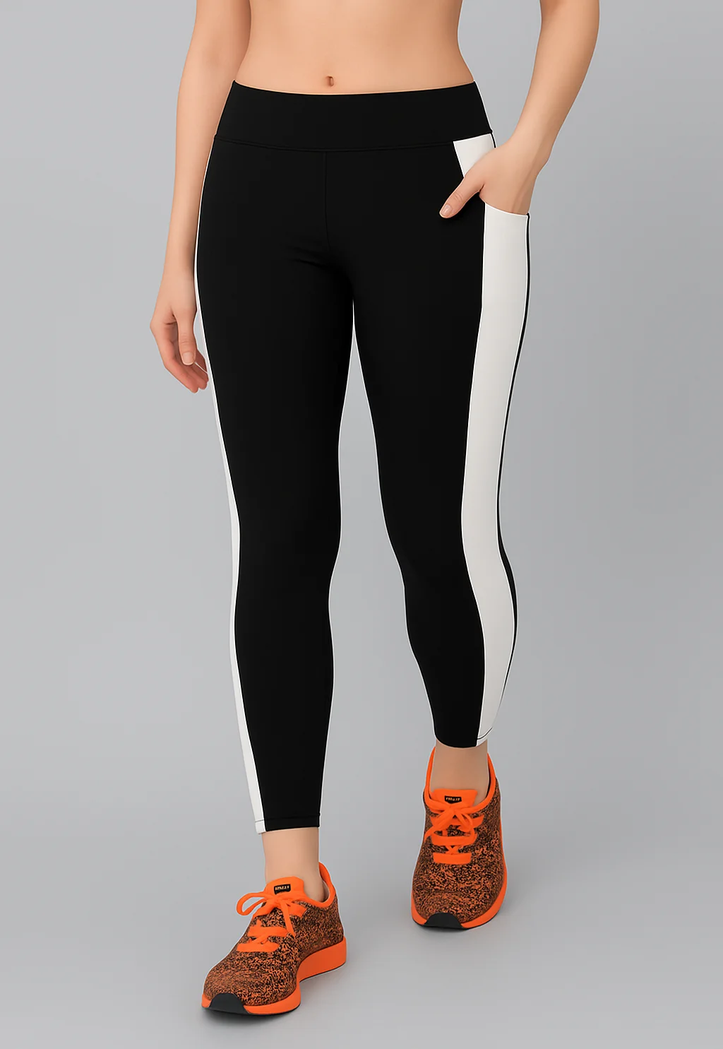 WUGO Women Stylish Activewear Leggings Soft Stretch High Waist Yoga Pants for Gym Fitness Pilates Running Daily Workout Breathable Sculpting Comfort Wear Black & White XXL image 1