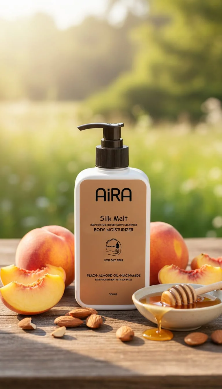 AIRA Silk Melt Body Moisturizer 300ml Hydrating Lightweight Non Greasy Skin Moisturising Lotion for Dry Skin Daily Use Smooth Soft Skin Care India image 1