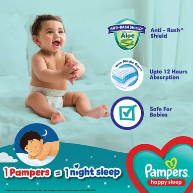 Pampers Happy Baby Diaper Pants Small Size S 38 Count Soft Stretch Disposable Baby Diapers with Leak Lock Aloe Vera Lotion Protection Rash Free Comfort Pants India thumbnail 1