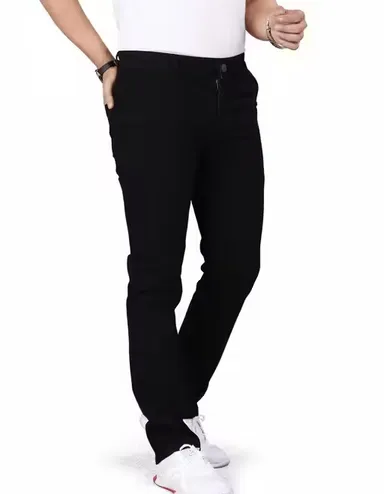Mens Slim Fit Stretchable Denim Jeans Cotton Blend Regular Waist Black Size 32 thumbnail 0