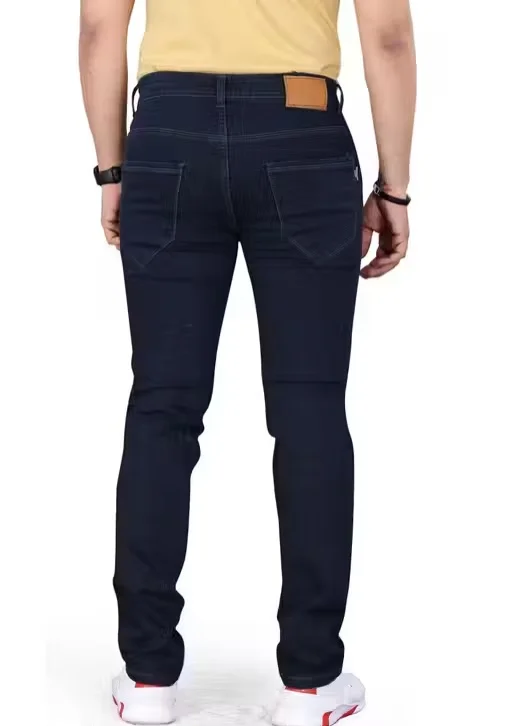 Mens Slim Fit Stretchable Denim Jeans Cotton Blend Regular Waist Navy Blue Size 38 image 2