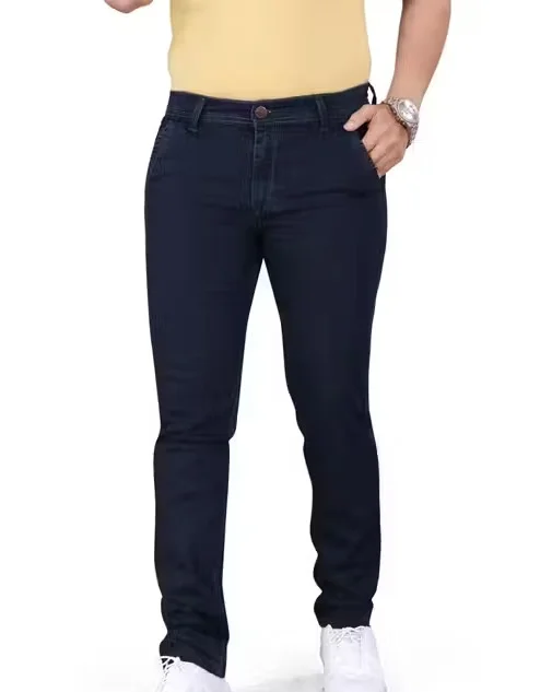 Mens Slim Fit Stretchable Denim Jeans Cotton Blend Regular Waist Navy Blue Size 38 image 1