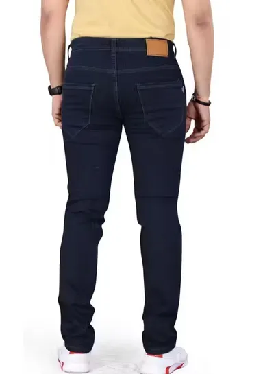Mens Slim Fit Stretchable Denim Jeans Cotton Blend Regular Waist Navy Blue Size 40 thumbnail 1