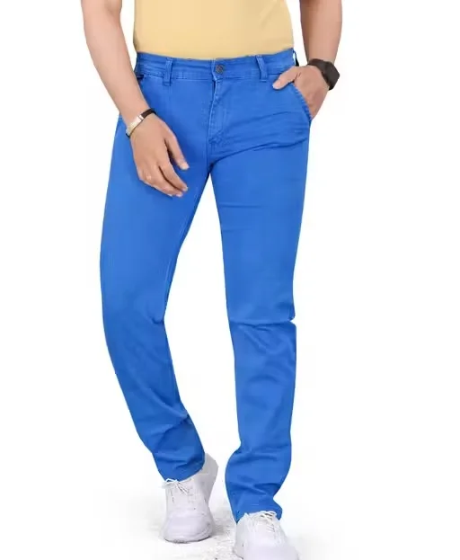Mens Slim Fit Stretchable Denim Jeans Cotton Blend Regular Waist Light Blue Size 30 image 1