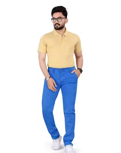 Mens Slim Fit Stretchable Denim Jeans Cotton Blend Regular Waist Light Blue Size 34 image 3