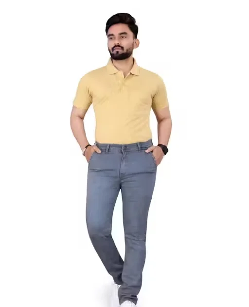 Mens Slim Fit Stretchable Denim Jeans Cotton Blend Regular Waist Grey Size 30 image 2