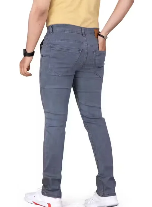 Mens Slim Fit Stretchable Denim Jeans Cotton Blend Regular Waist Grey Size 30 image 3