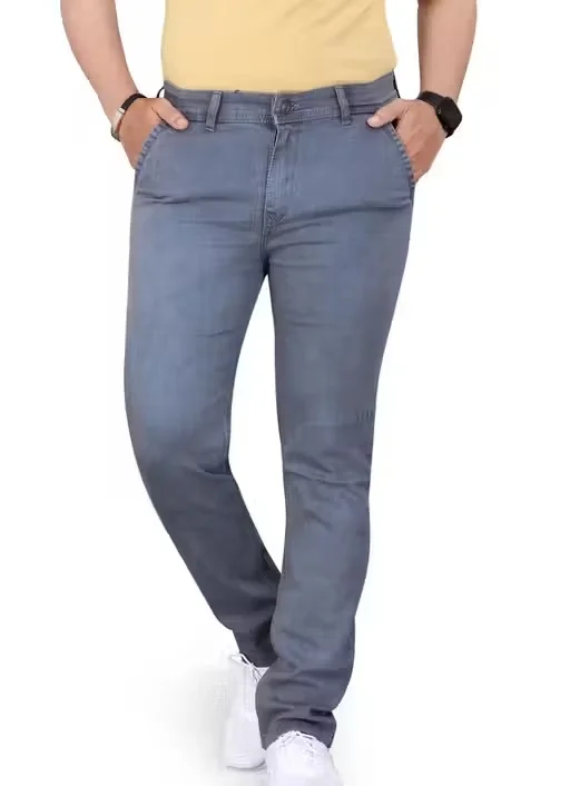 Mens Slim Fit Stretchable Denim Jeans Cotton Blend Regular Waist Grey Size 30 image 1