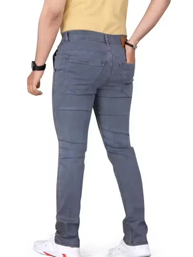 Premium Men’s Stretchable Denim Jeans Slim Fit Regular Fit Cross Pocket Design Comfortable Daily Wear Casual Stylish Blue Black Cotton Elastane Jeans for Men India Grey 28 thumbnail 1