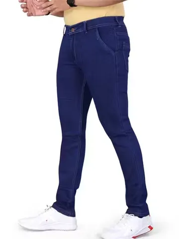 Premium Men’s Stretchable Denim Jeans Slim Fit Regular Fit Cross Pocket Design Comfortable Daily Wear Casual Stylish Blue Black Cotton Elastane Jeans for Men India Dark Blue 30 thumbnail 0