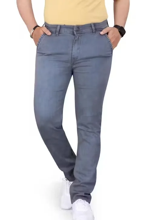 Premium Men’s Stretchable Denim Jeans Slim Fit Regular Fit Cross Pocket Design Comfortable Daily Wear Casual Blue Cotton Blend Jeans for Men India Stylish Trendy Durable Breathable Denim Pants Grey 28 image 2